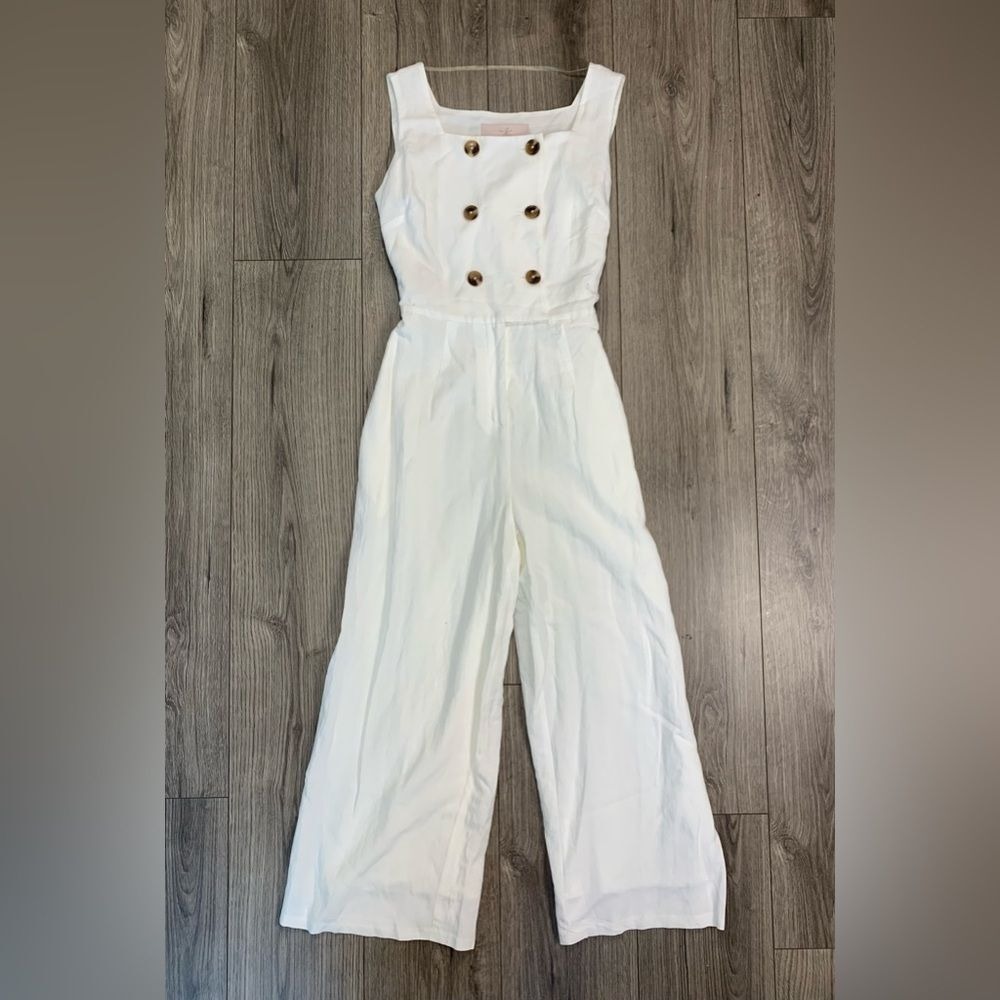 Gal meets glam Cleo square neck cropped jumpsuit Sz 10‎